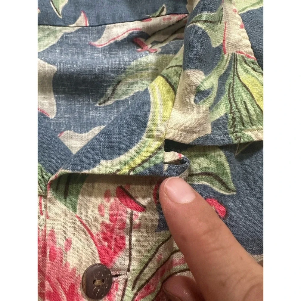 Polo Ralph Lauren Men's 2XL Button Up Camp Shirt Floral AOP Linen Blend Loop